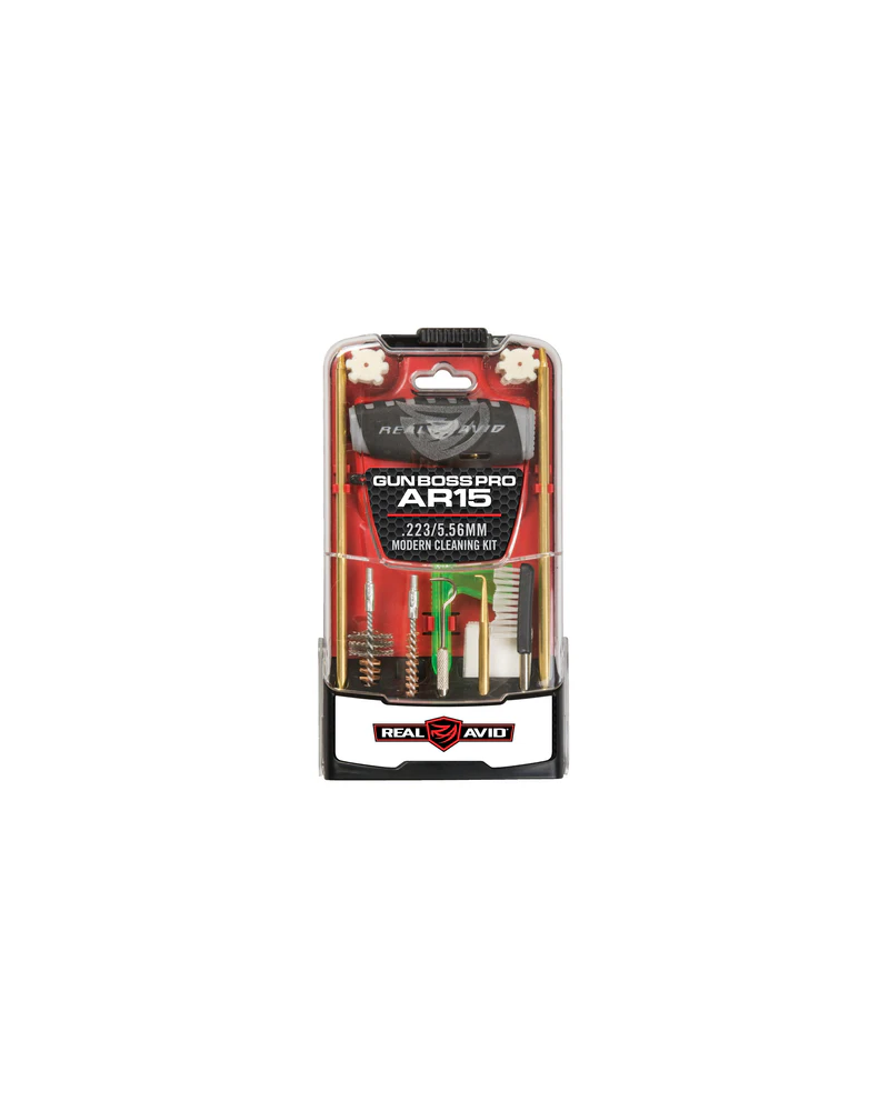 Kit de nettoyage Gun Boss Pro Real Avid pour AR15, boîtier polycarbonate, tige laiton 29 pouces