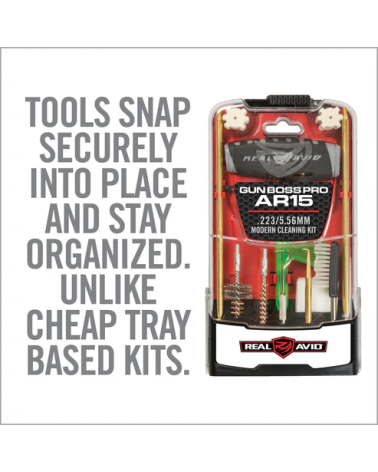 Kit de nettoyage Gun Boss Pro Real Avid pour AR15, boîtier polycarbonate, tige laiton 29 pouces