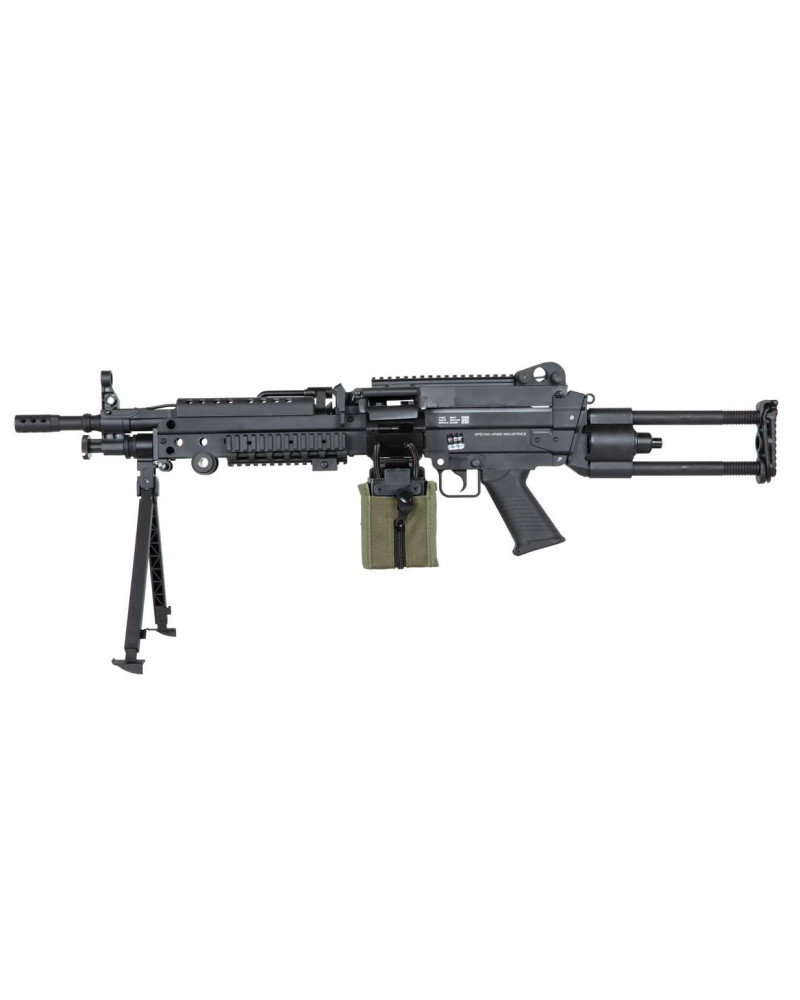 Réplique SA-F249 PARA FLEX Noir de Specna Arms avec gearbox renforcée et chargeur box 1500 billes