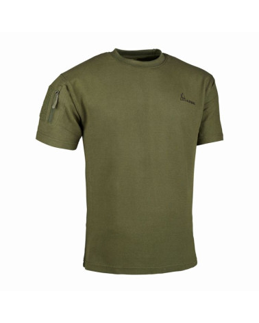 T-shirt French Army Kaki - A.R.E.S : Style militaire en polycoton, broderie "FRENCH ARMY", drapeau français, poche zippée.
