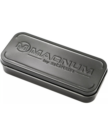 Couteau de poche MAGNUM SNAKE RANGEBUSTER DAMASCUS avec lame en acier Damas et manche métallique élégant. Couteau de poche MAGNUM SNAKE RANGEBUSTER DAMASCUS avec lame en acier Damas et manche métallique élégant.