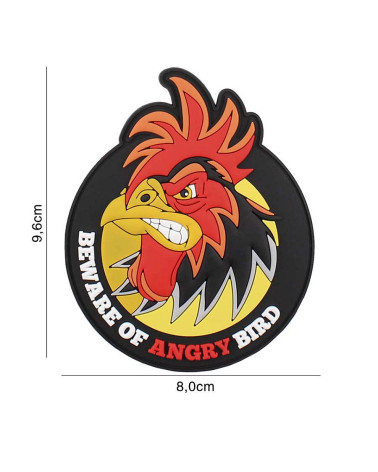 Patch 3D rond "Beware of Angry Bird" en PVC de 101 INC fixé sur un sac tactique