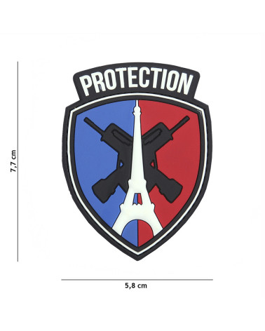 Patch 3D PVC PROTECTION de 101 INC fixé sur un équipement tactique