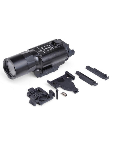 Lampe tactique X3U WASDN noire montée sur un pistolet avec rail Lampe tactique X3U WASDN noire montée sur un pistolet avec rail
