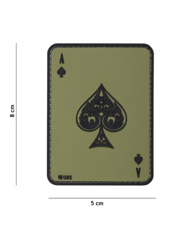 Patch 3D Ace of Spades vert en PVC de 101 INC fixé sur un équipement militaire