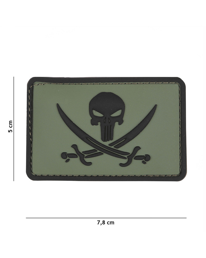 PATCH 3D PVC PUNISHER PIRATE VERT - 101 INC PATCH 3D PVC PUNISHER PIRATE VERT - 101 INC