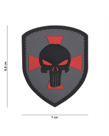 Patch 3D Shield Punisher Cross gris en PVC de 101 INC fixé sur un sac tactique