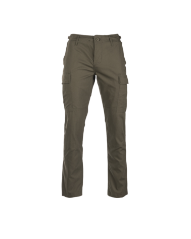 Pantalon US BDU Slim vert Miltec porté en configuration tactique outdoor