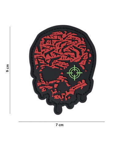 Patch 3D Target Eye Skull rouge de 101 INC fixé sur un gilet tactique