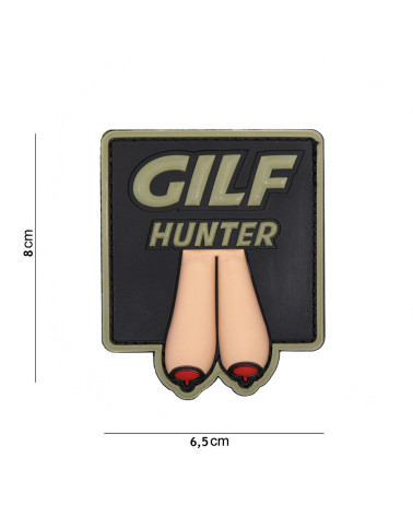 Patch 3D PVC GILF HUNTER de 101 INC coloris coyote fixé sur un gilet tactique