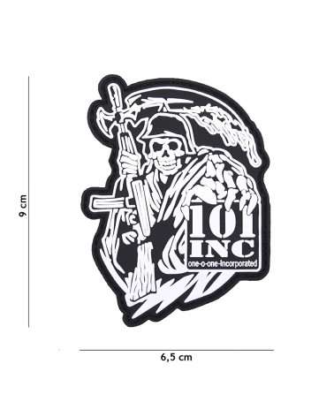 Patch 3D PVC REAPER GUN de 101 INC représentant une faucheuse armée