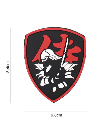 Patch 3D PVC SAMURAI SHIELD ROUGE de 101 INC avec design samouraï en relief