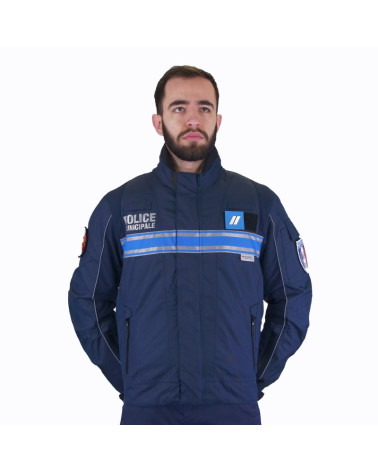 Blouson tout temps Police Municipale Civik Le Protecteur avec marquage et bandes bleues réglementaires