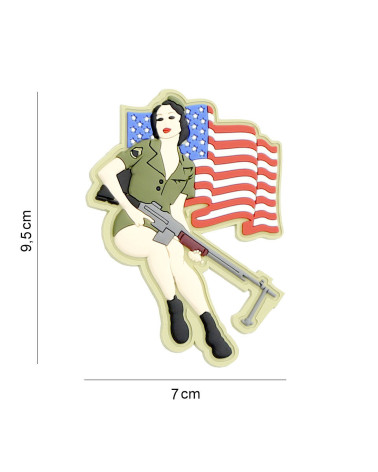 Patch 3D PVC PINUP GIRL BAR de 101 INC au style rétro militaire avec pin-up vintage