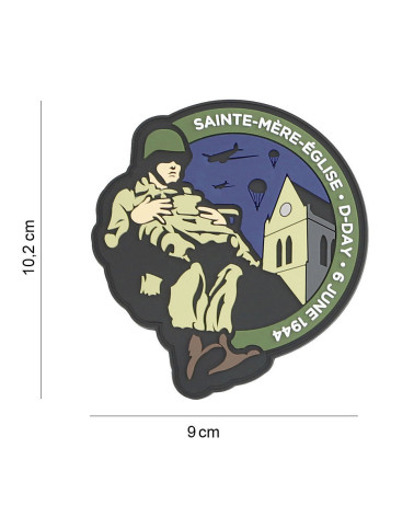 Patch 3D PVC PARATROOPER ST MÈRE de 101 INC en hommage aux parachutistes du D-Day à Sainte-Mère-Église