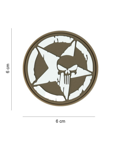 Patch 3D PVC PUNISHER ALLIED STAR COYOTE de 101 INC, combinant crâne Punisher et étoile alliée en coloris tactique