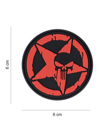 Patch 3D PVC PUNISHER ALLIED STAR RED de 101 INC avec crâne Punisher et étoile alliée en rouge