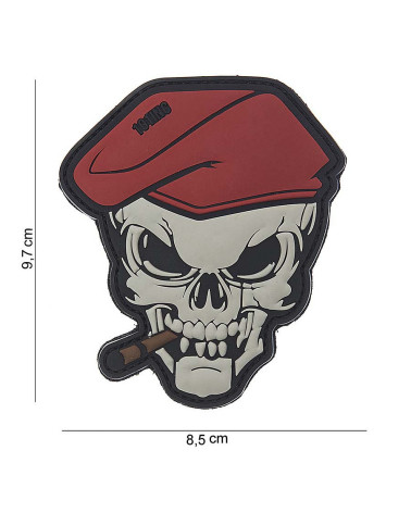 Patch 3D PVC SKULL SIGAR de 101 INC représentant un crâne fumant un cigare en relief