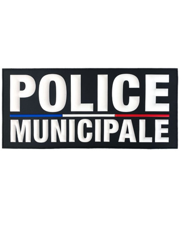Flap Police Municipale en gomme noire 280x130 mm avec lettrage blanc