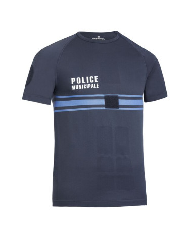 T-shirt bleu Police Municipale spécial gilet pare-balles Equipol avec marquage blanc