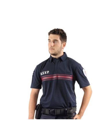 Polo bleu A.S.V.P. Dry-Tec® manches courtes d'Equipol avec logo sur le devant