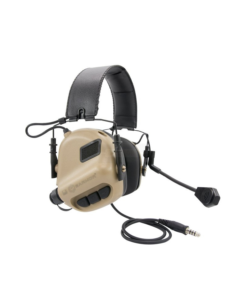 Casque audio Earmor M32 TAN avec micro amovible et prise MIL-STD pour PTT Casque audio Earmor M32 TAN avec micro amovible et prise MIL-STD pour PTT
