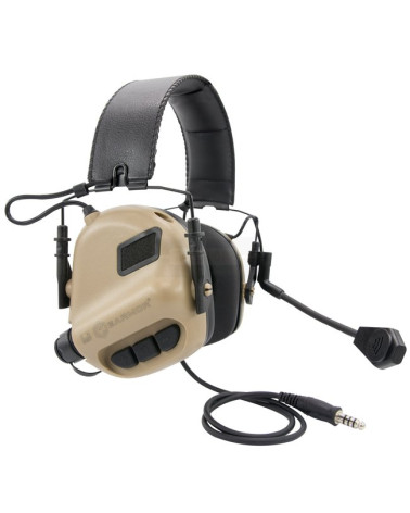 Casque audio Earmor M32 TAN avec micro amovible et prise MIL-STD pour PTT