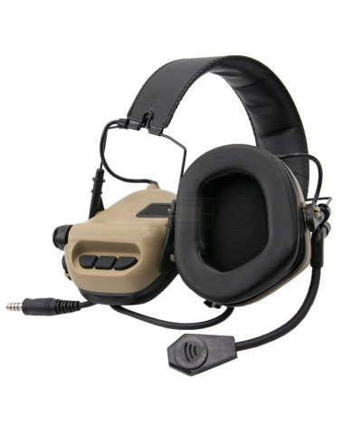 Casque audio Earmor M32 TAN avec micro amovible et prise MIL-STD pour PTT Casque audio Earmor M32 TAN avec micro amovible et prise MIL-STD pour PTT