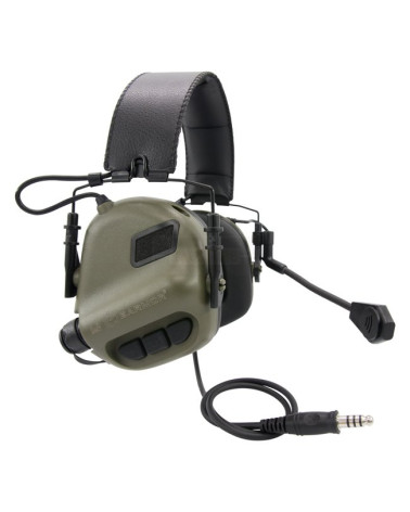 Casque tactique Earmor M32 OD avec micro ambidextre et prise MIL-STD 4 broches