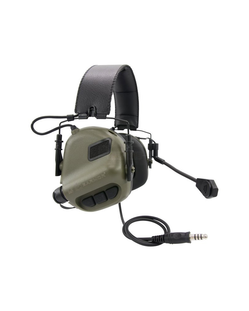 Casque tactique Earmor M32 OD avec micro ambidextre et prise MIL-STD 4 broches Casque tactique Earmor M32 OD avec micro ambidextre et prise MIL-STD 4 broches