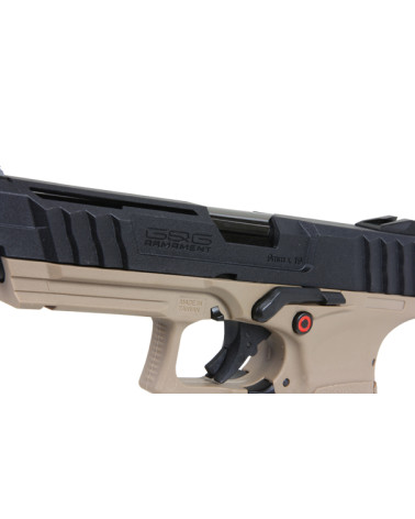 Pistolet airsoft GTP9 Noir Tan G&G Armament avec culasse usinée et mallette de transport Pistolet airsoft GTP9 Noir Tan G&G Armament avec culasse usinée et mallette de transport