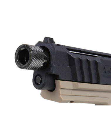 Pistolet airsoft GTP9 Noir Tan G&G Armament avec culasse usinée et mallette de transport Pistolet airsoft GTP9 Noir Tan G&G Armament avec culasse usinée et mallette de transport