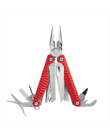 Pince multifonction Leatherman Charge+ en version rouge – 19 outils robustes pour professionnels et aventuriers.