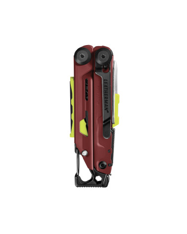 Pince multifonction Leatherman Signal Crimson : 19 outils pensés pour la survie, l’outdoor et les situations d’urgence.