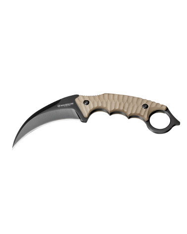 Spike Karambit Coyote – Böker Magnum : couteau tactique à lame courbe avec poignée G10 et étui Kydex.