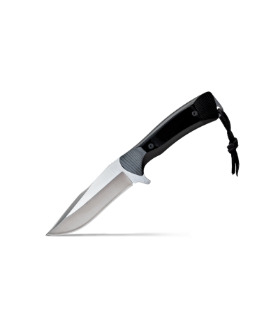 Byron Ferguson Micarta Noir – Wildsteer : couteau bushcraft lame brossée avec manche micarta et étui Kydex.