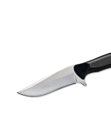 Byron Ferguson Micarta Noir – Wildsteer : couteau bushcraft lame brossée avec manche micarta et étui Kydex.