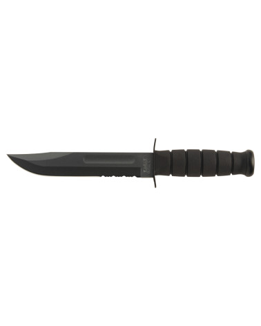 KA-BAR Black USMC – Couteau tactique noir à lame mixte avec étui