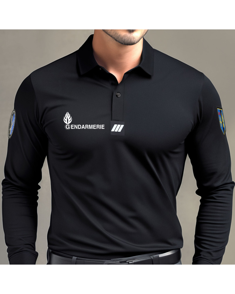 POLO GENDARMERIE NOIR MANCHES LONGUES COOLDRY - OPEX POLO GENDARMERIE NOIR MANCHES LONGUES COOLDRY - OPEX