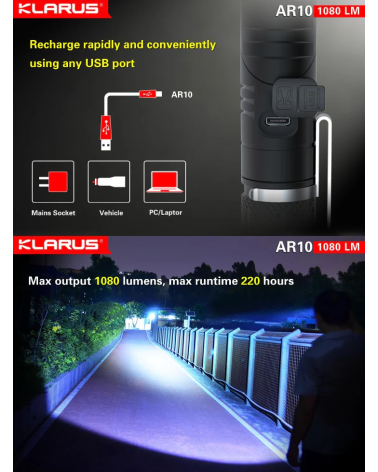 Lampe Klarus AR10 – Puissante, rotative et rechargeable, idéale terrain Lampe Klarus AR10 – Puissante, rotative et rechargeable, idéale terrain