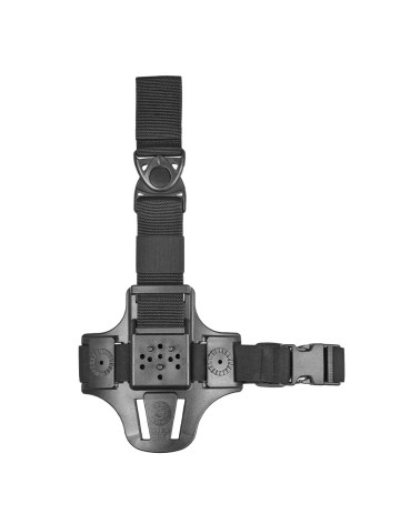 Plaque de cuisse compacte noire Vega Holster 8K17 avec une sangle réglable et fixation ceinture