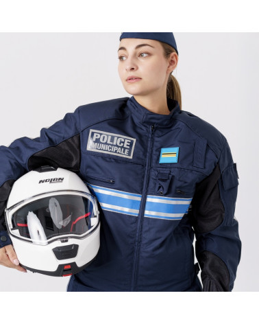 Blouson moto été V2 OROD avec bandes bleues style Gitane