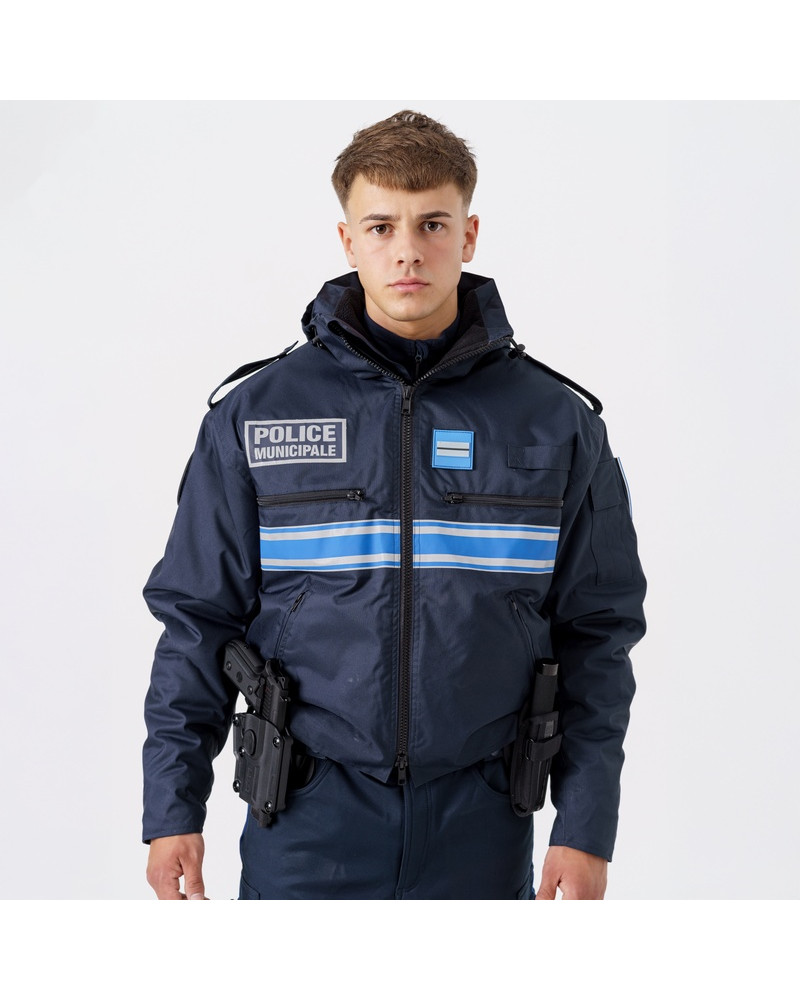 Blouson hiver SENTINEL avec capuche et bande Gitane tricolore Blouson hiver SENTINEL avec capuche et bande Gitane tricolore