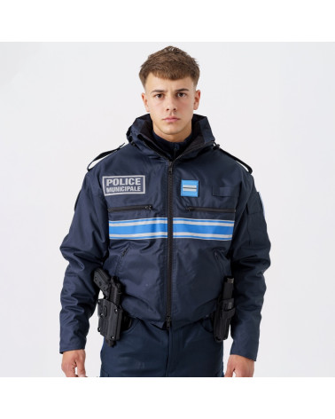 Blouson hiver SENTINEL avec capuche et bande Gitane tricolore