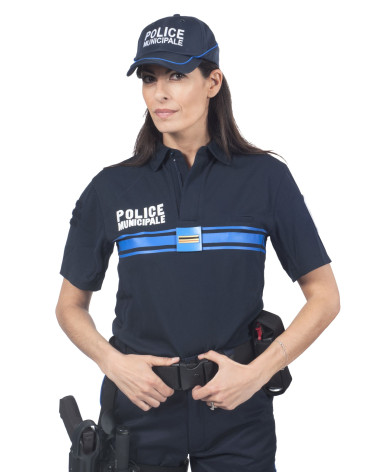 Polo bleu manches courtes Police Municipale Dry TEC® Equipol Prowear avec écusson et velcro.