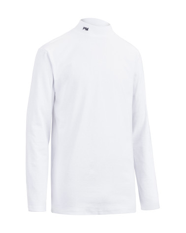 Sous-pull blanc manches longues pour Police Municipale avec col cheminée brodé PM