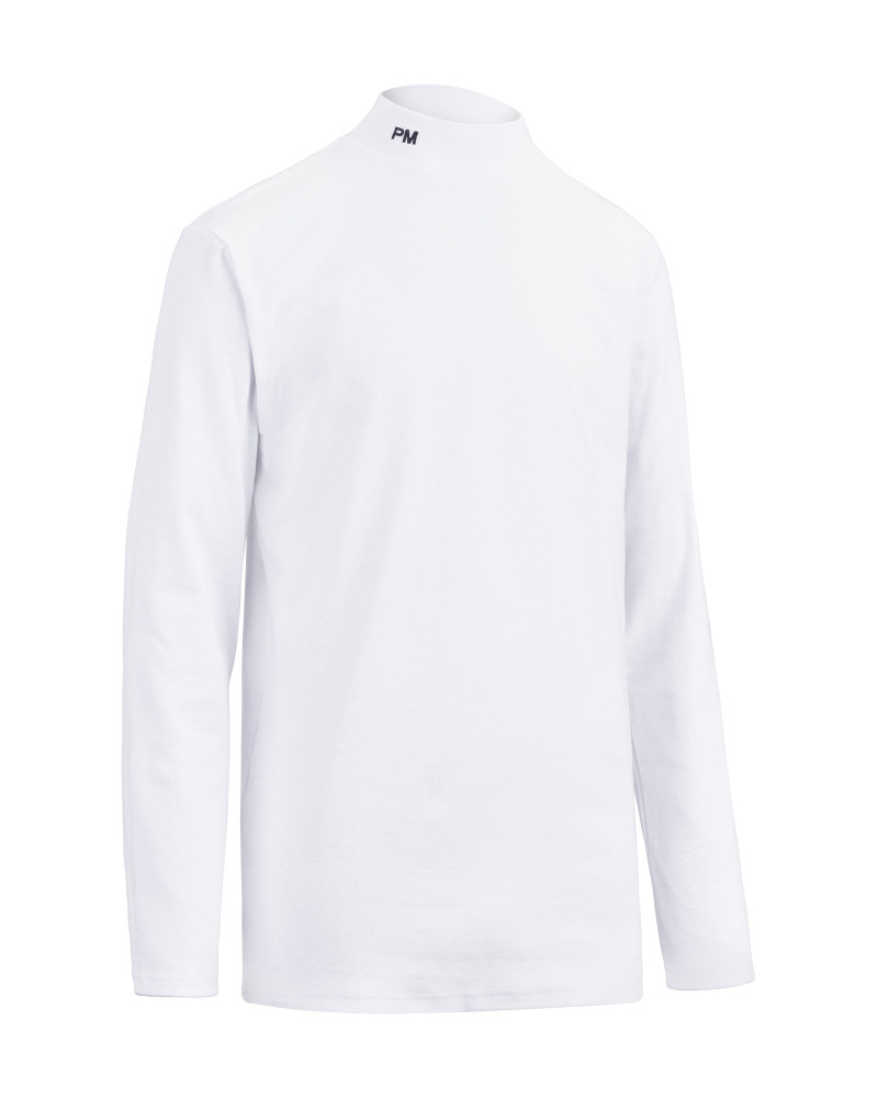 Sous-pull blanc manches longues pour Police Municipale avec col cheminée brodé PM Sous-pull blanc manches longues pour Police Municipale avec col cheminée brodé PM