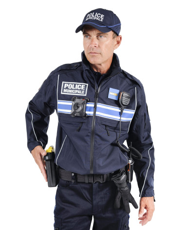 Blouson coupe-vent imperméable pour Police Municipale avec marquage et bandes bleues gitanes – EQUIPOL