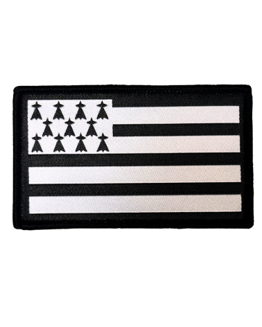 Patch brodé drapeau Bretagne Gwenn ha Du avec fixation velcro – Reaper’s Armement