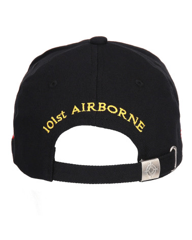 Casquette noire 101st Airborne Fostex Garments avec patch brodé emblématique Casquette noire 101st Airborne Fostex Garments avec patch brodé emblématique